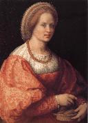 Andrea del Sarto Portrait of woman Holding basket oil